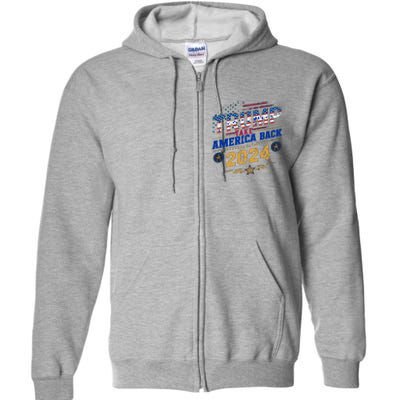 Trump 2024 Take America Back Vintage Style Full Zip Hoodie