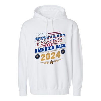 Trump 2024 Take America Back Vintage Style Garment-Dyed Fleece Hoodie