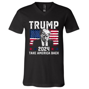 Trump 2024 Take America Back Trump Support V-Neck T-Shirt