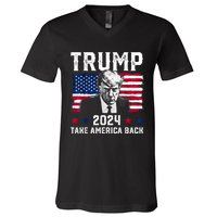 Trump 2024 Take America Back Trump Support V-Neck T-Shirt