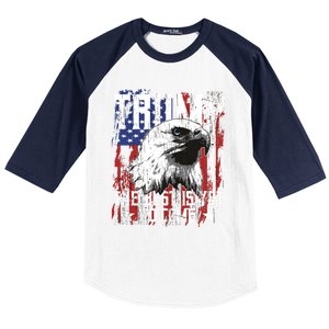 Trump 2024 The Best Is Yet To Come Usa Flag Trump Eagle Gift Baseball Sleeve Shirt