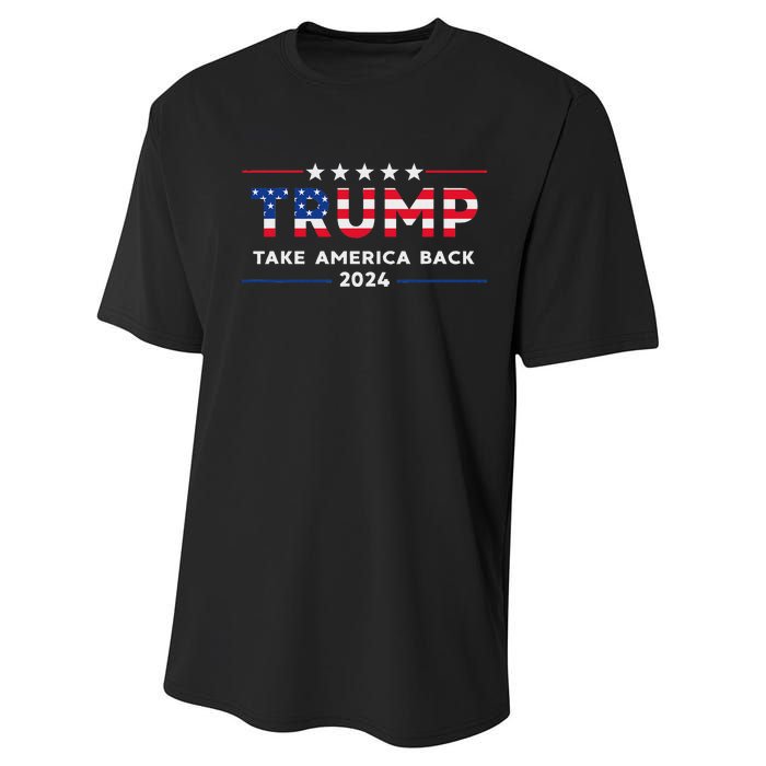 Trump 2024 Take America Back American Flag Gifts Performance Sprint T-Shirt