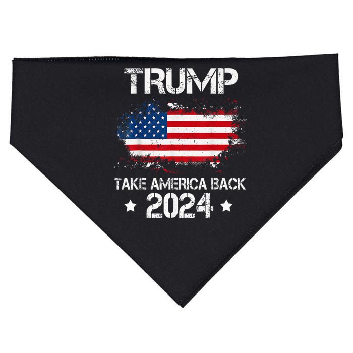 Trump 2024 Take America Back American Flag Election USA-Made Doggie Bandana