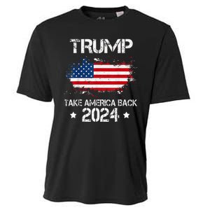 Trump 2024 Take America Back American Flag Election Cooling Performance Crew T-Shirt