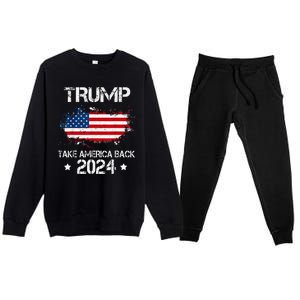 Trump 2024 Take America Back American Flag Election Premium Crewneck Sweatsuit Set