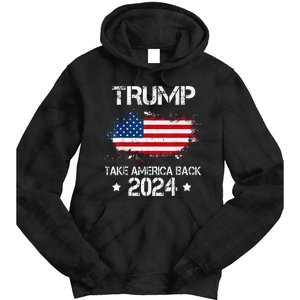 Trump 2024 Take America Back American Flag Election Tie Dye Hoodie