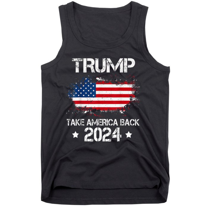 Trump 2024 Take America Back American Flag Election Tank Top