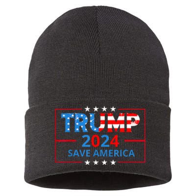 Trump 2024 Take America Back Election The Return Sustainable Knit Beanie