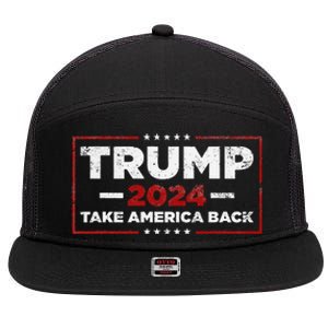 Trump 2024 Take America Back Us American Flag President 7 Panel Mesh Trucker Snapback Hat