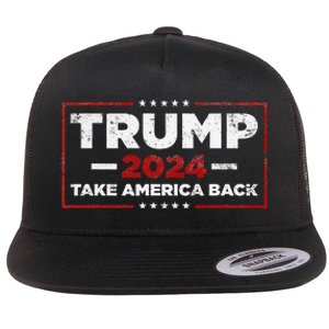 Trump 2024 Take America Back Us American Flag President Flat Bill Trucker Hat