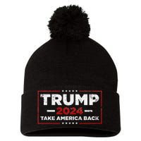 Trump 2024 Take America Back Us American Flag President Pom Pom 12in Knit Beanie