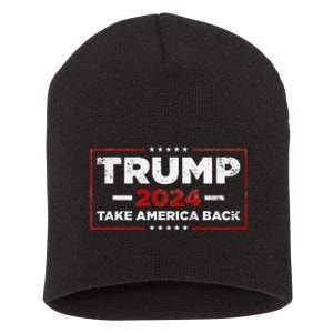 Trump 2024 Take America Back Us American Flag President Short Acrylic Beanie