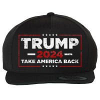 Trump 2024 Take America Back Us American Flag President Wool Snapback Cap