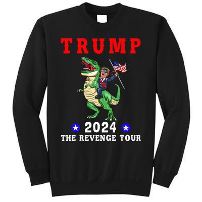 Trump 2024 The Revenge Riding Dinosaur American Flag Sweatshirt