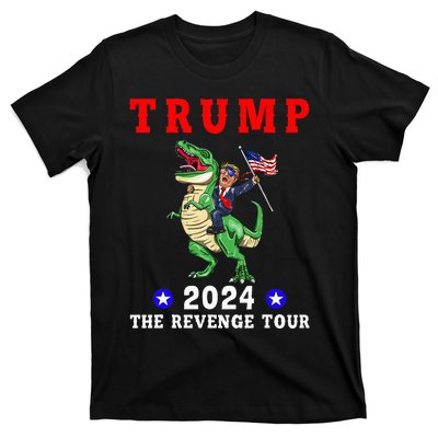 Trump 2024 The Revenge Riding Dinosaur American Flag T-Shirt