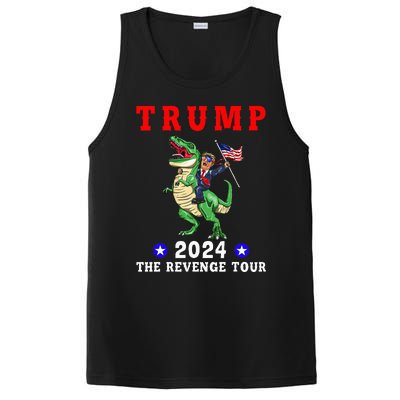 Trump 2024 The Revenge Riding Dinosaur American Flag PosiCharge Competitor Tank