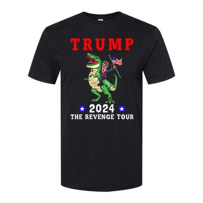 Trump 2024 The Revenge Riding Dinosaur American Flag Softstyle CVC T-Shirt