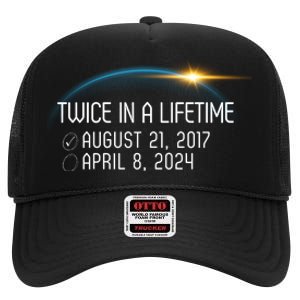 Totality 24 Twice In A Lifetime Total Solar Eclipse 2024 High Crown Mesh Back Trucker Hat