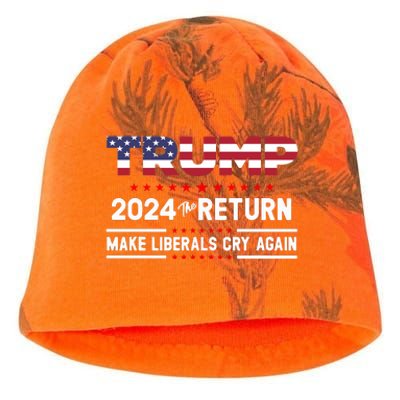 Trump 2024 The Return Make Liberals Cry Again Kati - Camo Knit Beanie