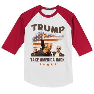 Trump 2024 Take America Back Election Gift Kids Colorblock Raglan Jersey