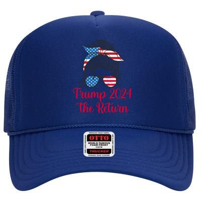 Trump 2024 The Return Gift High Crown Mesh Back Trucker Hat