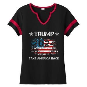 Trump 2024 Take America Back Donald Trump 2024 President Ladies Halftime Notch Neck Tee