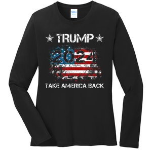 Trump 2024 Take America Back Donald Trump 2024 President Ladies Long Sleeve Shirt