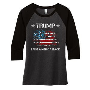 Trump 2024 Take America Back Donald Trump 2024 President Women's Tri-Blend 3/4-Sleeve Raglan Shirt