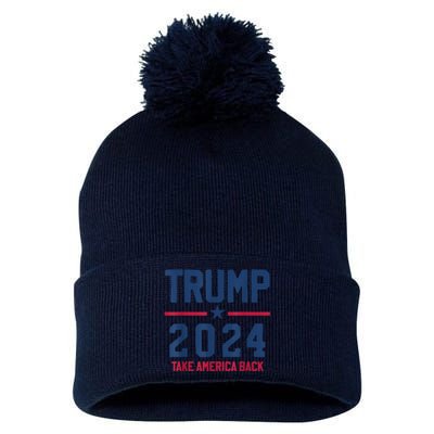 Trump 2024 Take America Back Pro Trump Pom Pom 12in Knit Beanie