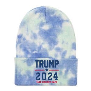 Trump 2024 Take America Back Pro Trump Tie Dye 12in Knit Beanie