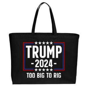 Trump 2024 Too Big To Rig Cotton Canvas Jumbo Tote