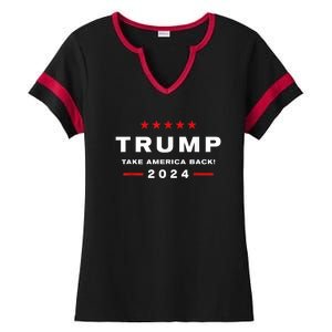 Trump 2024 Take America Back Election Ladies Halftime Notch Neck Tee