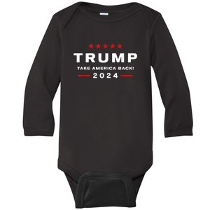 Trump 2024 Take America Back Election Baby Long Sleeve Bodysuit