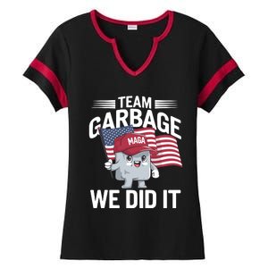 Trump 2024 Team Garbage Victory Trump 47th President Ladies Halftime Notch Neck Tee