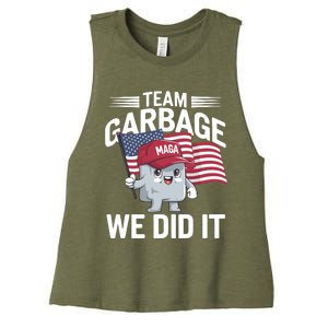 Trump 2024 Team Garbage Victory Trump 47th President Women's Racerback Cropped Tank