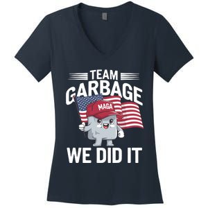 Trump 2024 Team Garbage Victory Trump 47th President Women's V-Neck T-Shirt