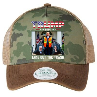 Trump 2024 Take Out The Trash Funny Trump Garbage Man Legacy Tie Dye Trucker Hat