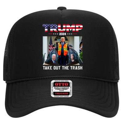 Trump 2024 Take Out The Trash Funny Trump Garbage Man High Crown Mesh Back Trucker Hat