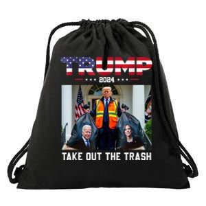 Trump 2024 Take Out The Trash Funny Trump Garbage Man Drawstring Bag