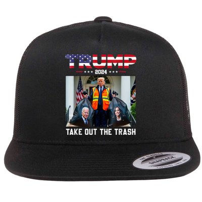 Trump 2024 Take Out The Trash Funny Trump Garbage Man Flat Bill Trucker Hat