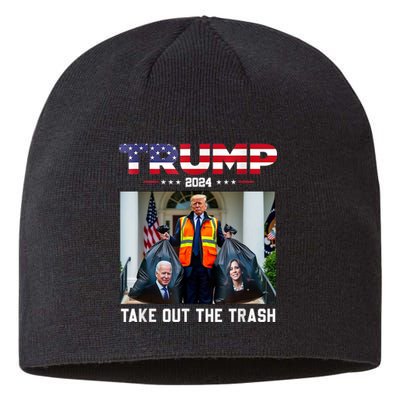 Trump 2024 Take Out The Trash Funny Trump Garbage Man Sustainable Beanie