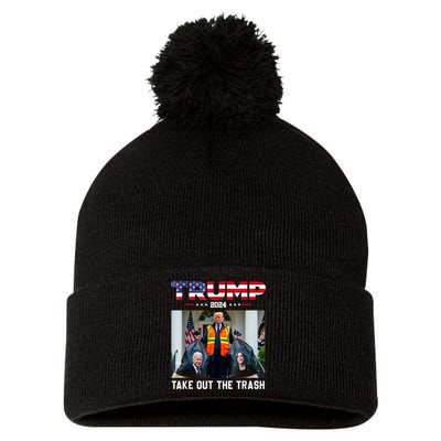 Trump 2024 Take Out The Trash Funny Trump Garbage Man Pom Pom 12in Knit Beanie