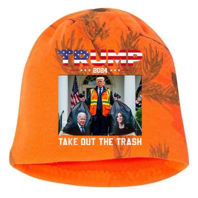 Trump 2024 Take Out The Trash Funny Trump Garbage Man Kati - Camo Knit Beanie