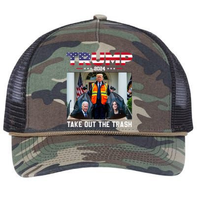 Trump 2024 Take Out The Trash Funny Trump Garbage Man Retro Rope Trucker Hat Cap