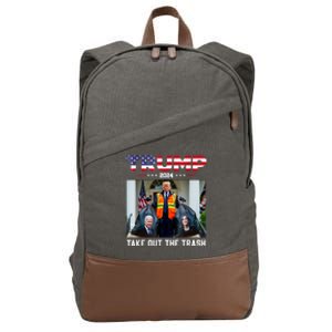 Trump 2024 Take Out The Trash Funny Trump Garbage Man Cotton Canvas Backpack