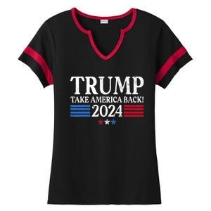 Donald Trump 2024 Take America Back USA United States Ladies Halftime Notch Neck Tee