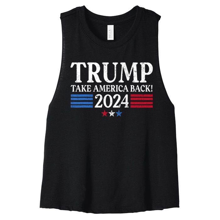 Donald Trump 2024 Take America Back USA United States Women's Racerback Cropped Tank