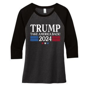 Donald Trump 2024 Take America Back USA United States Women's Tri-Blend 3/4-Sleeve Raglan Shirt