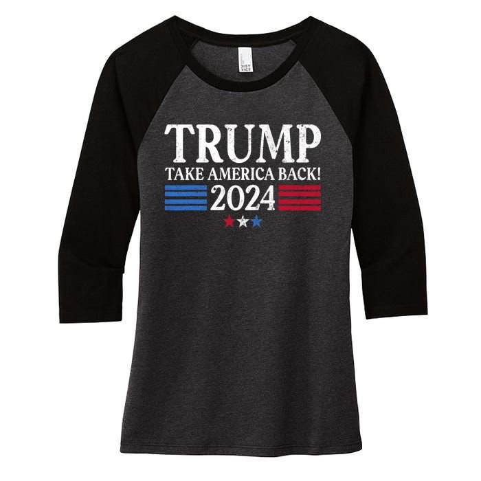 Donald Trump 2024 Take America Back USA United States Women's Tri-Blend 3/4-Sleeve Raglan Shirt