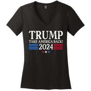 Donald Trump 2024 Take America Back USA United States Women's V-Neck T-Shirt